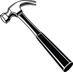 Black Silhouette Vector Illustration of a Hammer ? Hand Tool Icon for Construction and Carpentry