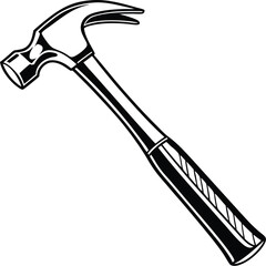 Black Silhouette Vector Illustration of a Hammer ? Hand Tool Icon for Construction and Carpentry