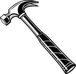 Black Silhouette Vector Illustration of a Hammer ? Hand Tool Icon for Construction and Carpentry
