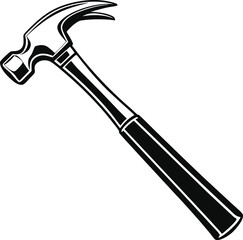 Black Silhouette Vector Illustration of a Hammer ? Hand Tool Icon for Construction and Carpentry