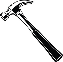 Black Silhouette Vector Illustration of a Hammer ? Hand Tool Icon for Construction and Carpentry