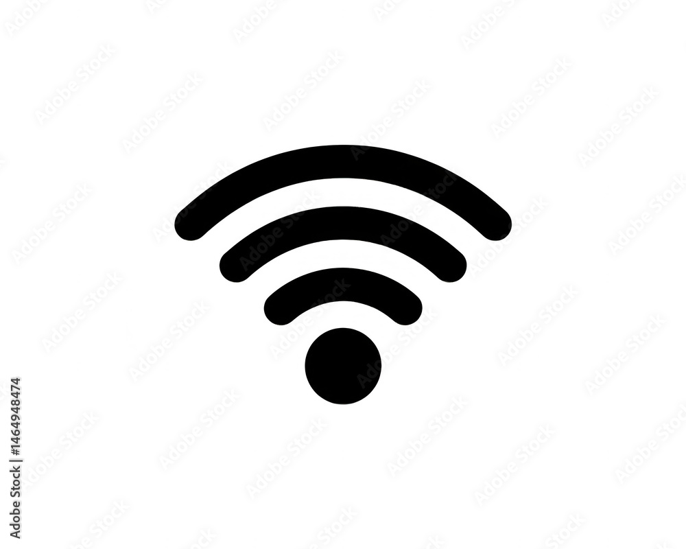 Fototapete a simple wifi icon with curved lines and a circle on a black background in a minimalist style design
