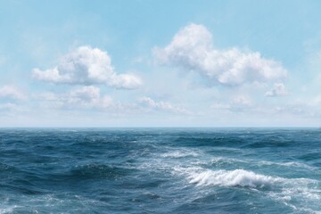Fototapeta premium Oceanic Serenity: A Peaceful Seascape Painting