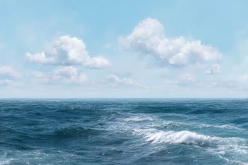 Store enrouleur Vagues de l'océan Oceanic Serenity: A Peaceful Seascape Painting  © Dzikrul Husnani