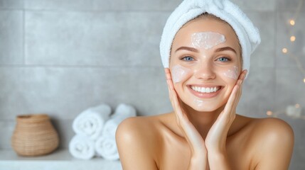 Skincare routine steps home spa lifestyle image relaxing bathroom close-up self-care and beauty