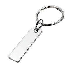 Elegant Silver Keychain with Rectangular Tag, Perfect for Personalization and Everyday Carry - Isolated on Transparent Background PNG
