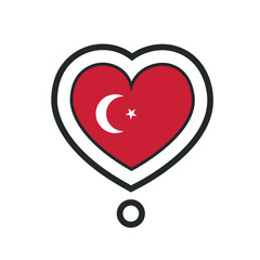 Heart shape with the flag of Turkey. Vector