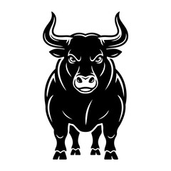 Illustration of powerful bull isolated on white background. Bull emblem. Design element for logo, label, sign. Vector illustration