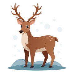 Minimal Reindeer in Snow – Vector on White