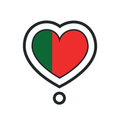 Heart shape with the flag of Portugal. Vector