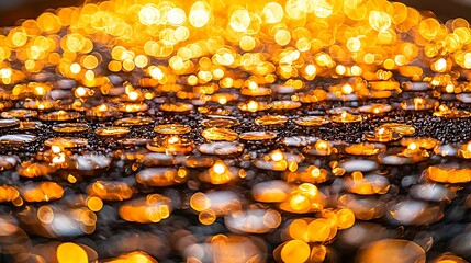 Warm orange background with soft circular bokeh lights and subtle glowing highlights scattered across the frame