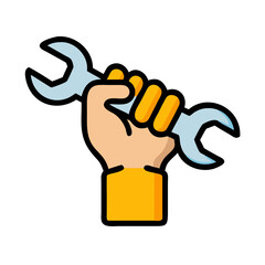 Wrench in Hand Symbol for Repair Services