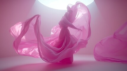Subtle pastel pink backdrop with swirling, fluid textures that create a dynamic sense of movement, evoking a gentle, abstract aesthetic