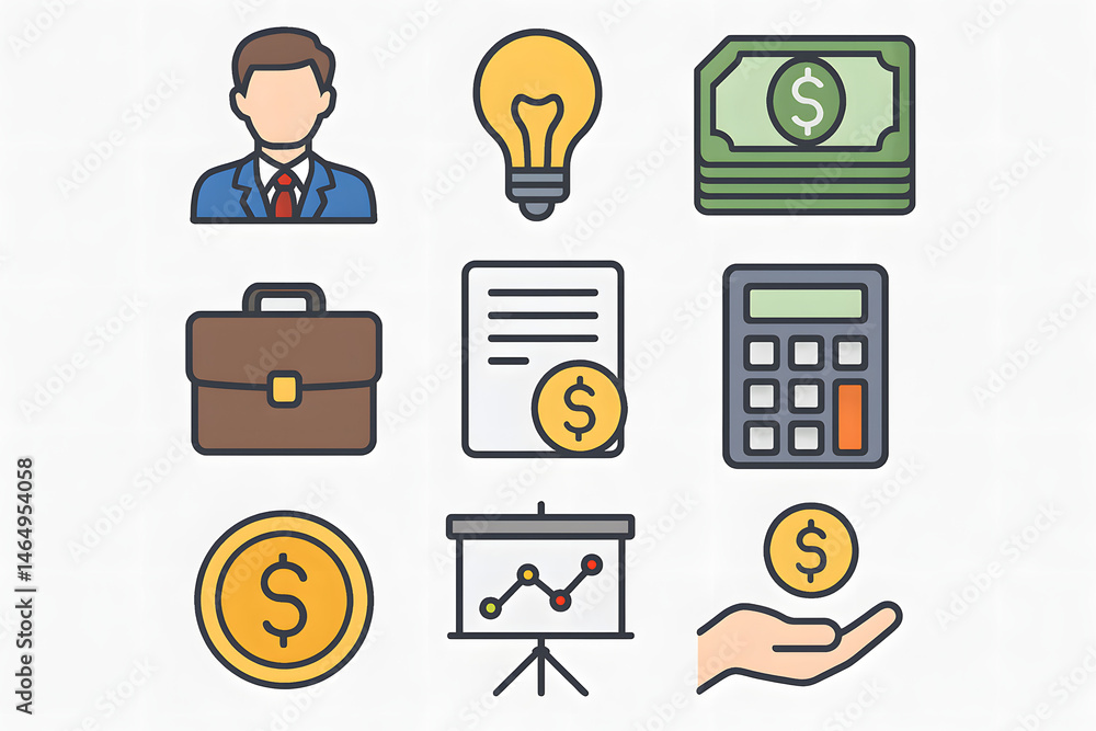Poster business icon array: a visually captivating array of business-related icons, each carefully designed