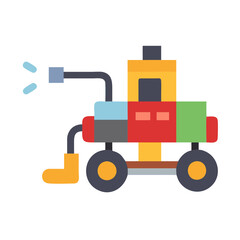 Colorful Motorized Sprayer Icon,Agricultural Spray Machine, Flat Style Farming Equipment