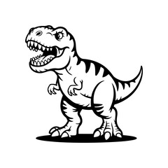 Illustration of Tyrannosaurus isolated on white background. Cartoon dinosaur. Design element for logo, label, design. Vector illustration