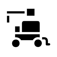 Motorized Sprayer Silhouette Icon, Industrial Spray Equipment, Solid Black Agricultural Tool