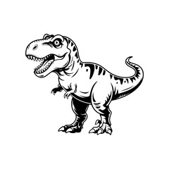 Fototapeta premium Illustration of Tyrannosaurus isolated on white background. Cartoon dinosaur. Design element for logo, label, design. Vector illustration