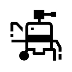 Motorized Sprayer Silhouette Icon, Industrial Spray Equipment, Solid Black Agricultural Tool