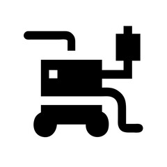 Motorized Sprayer Silhouette Icon, Industrial Spray Equipment, Solid Black Agricultural Tool