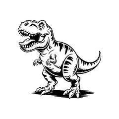 Illustration of Tyrannosaurus isolated on white background. Cartoon dinosaur. Design element for logo, label, design. Vector illustration