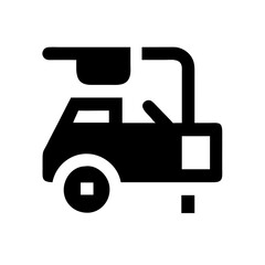 Motorized Sprayer Silhouette Icon, Industrial Spray Equipment, Solid Black Agricultural Tool