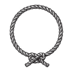 circle rope badge frame woodcut engraving vector illustration