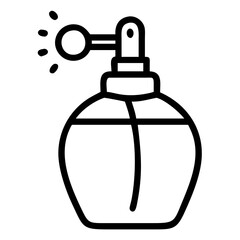 Perfume Atomizer Icon , Vintage Fragrance Spray Bottle, Line Art Cosmetic Dispenser