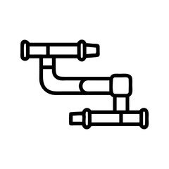 Pipes Glyph Icon , Industrial Plumbing System, Black Solid Water Pipeline Symbol
