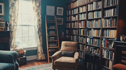 Serene Library Interior: A Haven for Book Lovers
