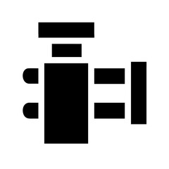Industrial Pump Glyph Icon , Solid Black Utility Motor, Mechanical Fluid Transfer Equipment
