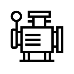 Industrial Water Pump Motor Icon , Mechanical Equipment Outline, Utility Power System