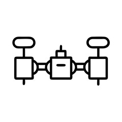 Irrigation Water Pump Icon , Dual Nozzle Sprinkler System, Line Art Agriculture Equipment Symbol