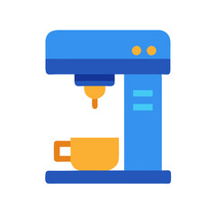 Colorful Coffee Maker with Cup Icon , Modern Espresso Machine, Kitchen Appliance in Flat Style