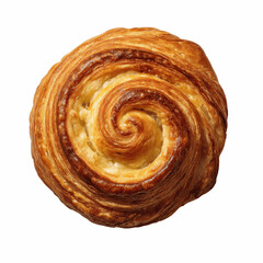 Fototapeta premium Delicious Golden Brown Pastry Swirl, Top View