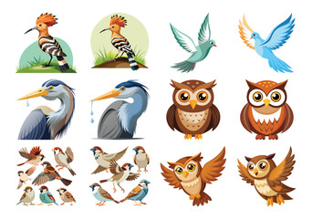 Bird Icon set, Talking Cardinal Birds and RSS symbol ,Perched Cardinal Bird on a Branch