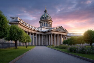 Obraz premium Saint Isaac's Cathedral: Serene Sunset, Classical Grandeur