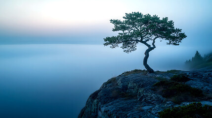 Centered Lone Tree on Horizon