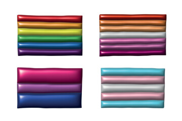 Set of colorful LGBTQ+ pride flags Gender equality and sexual identity pride flags collection LGBTQIA community pride month