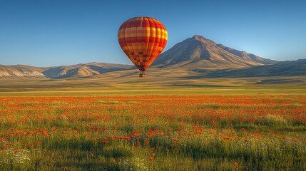 Obraz premium hot air balloon in the mountains