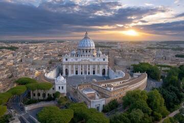 St. Peter's Basilica: Sunset Aerial View, Roman Grandeur