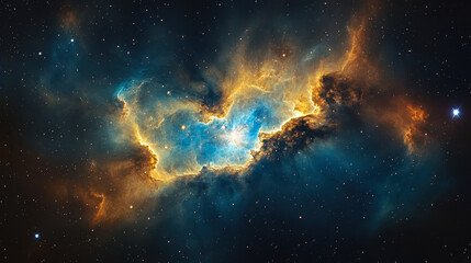 Fototapeta premium Stunning Cosmic Nebula in Deep Space with Vibrant Colors and Star-Studded Background Capturing the Majesty of the Universe