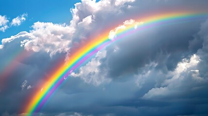 Rainbow After the Rain: A beautiful sky showcasing a vibrant rainbow arching over a landscape after a rain shower.
