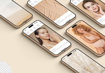 Phone Multi Screen Social Media Mockup