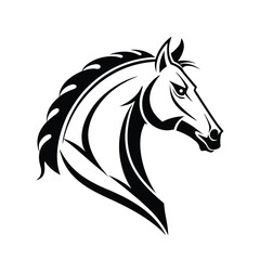 Black Horse Head Silhouette Vector Art and Icons on White Background. Vector Illustration