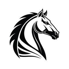 Black Horse Head Silhouette Vector Art and Icons on White Background. Vector Illustration