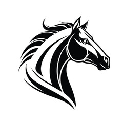 Black Horse Head Silhouette Vector Art and Icons on White Background. Vector Illustration