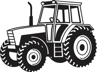 Black Silhouette Vector Illustration of a Tractor ? Agricultural Vehicle Icon for Farming and Rural Industry