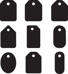 label tag icon silhouette collection vector art illustration.