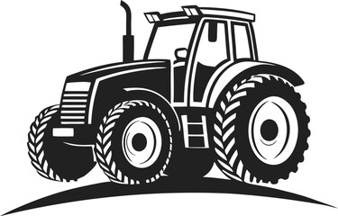 Black Silhouette Vector Illustration of a Tractor ? Agricultural Vehicle Icon for Farming and Rural Industry